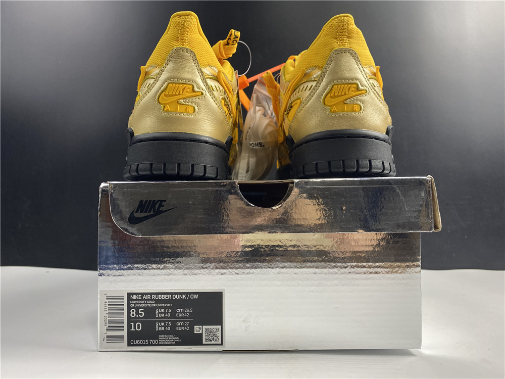 from OFF-WHITE x Nike Air Rubber Dunk “University Gold” CU6015-100