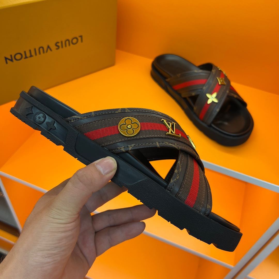 Men L*ouis V*uitton Top Slippers