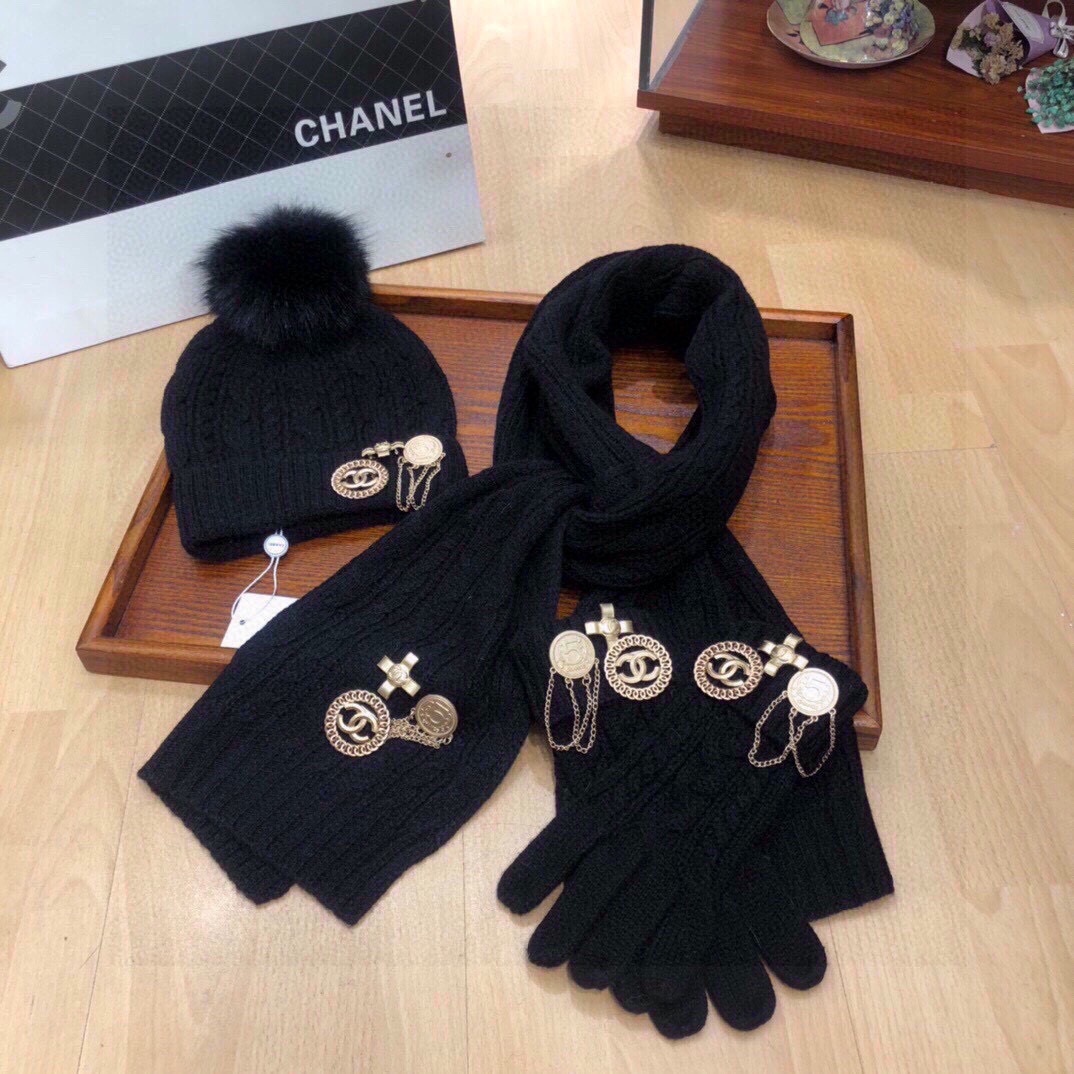 Women Hat+Gloves+The scarf